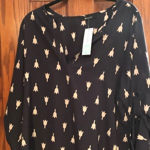 NWT 41 Hawthorn Ivy Tulip Print Blouse Size XL